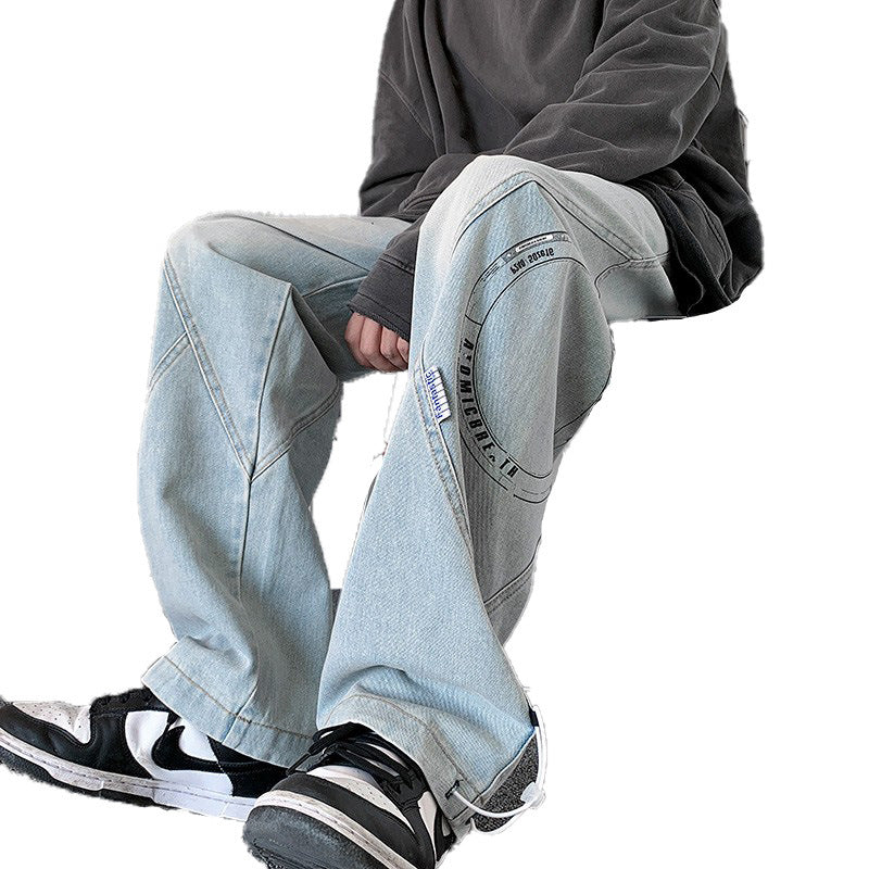 Men Jeans Straight Loose Wide-Leg Pants