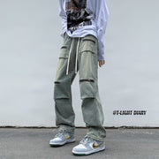 Men Jeans Cargo Jeans Spring and Autumn Zipper Wide Leg Trousers