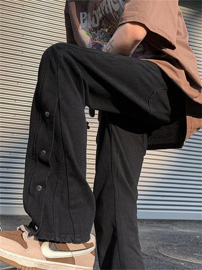Men Jeans Breasted Jeans Men's Summer Straight-Leg Pants