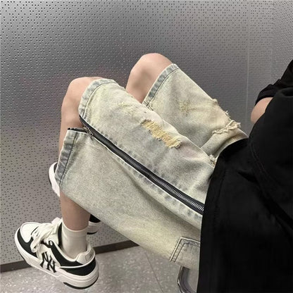 Men Jeans Zipper Summer Vintage Sports Casual Shorts