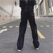Men Jeans Retro Alphabet Rhinestone Printed Straight Jeans
