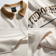 Men Pullover Hoodie Spring Long Sleeve Polo Shirt Men's American Retro Loose Trendy Sweater
