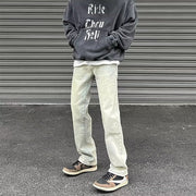 Men Jeans Vintage Jeans Summer Distressed Straight Bootleg Pants