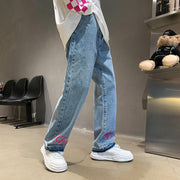 Men Jeans Vintage Jeans Men Autumn Embroidery Pants Baggy Straight Trousers