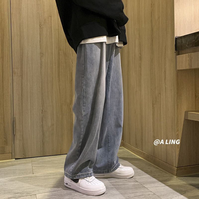 Men Jeans Loose Straight Spring and Autumn Wide Leg Trousers