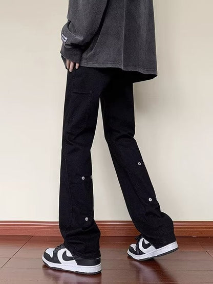 Men Jeans Spring and Autumn Straight-Leg Pants Loose Flared Trousers
