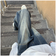 Men Jeans Retro Loose Straight-Leg Wide-Leg Pants