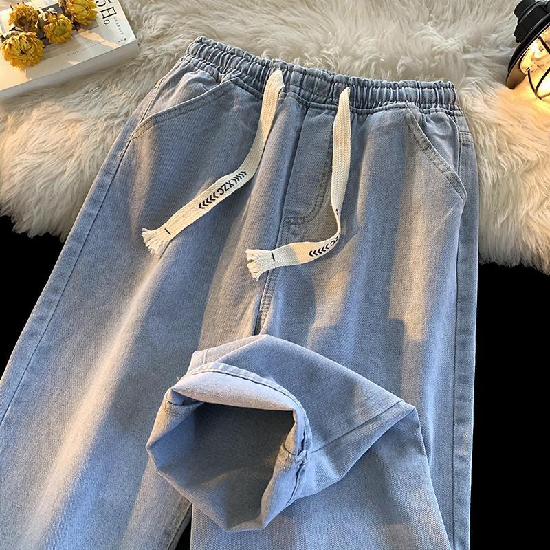 Men Jeans Straight-Leg Denim Trousers Men's Loose Casual