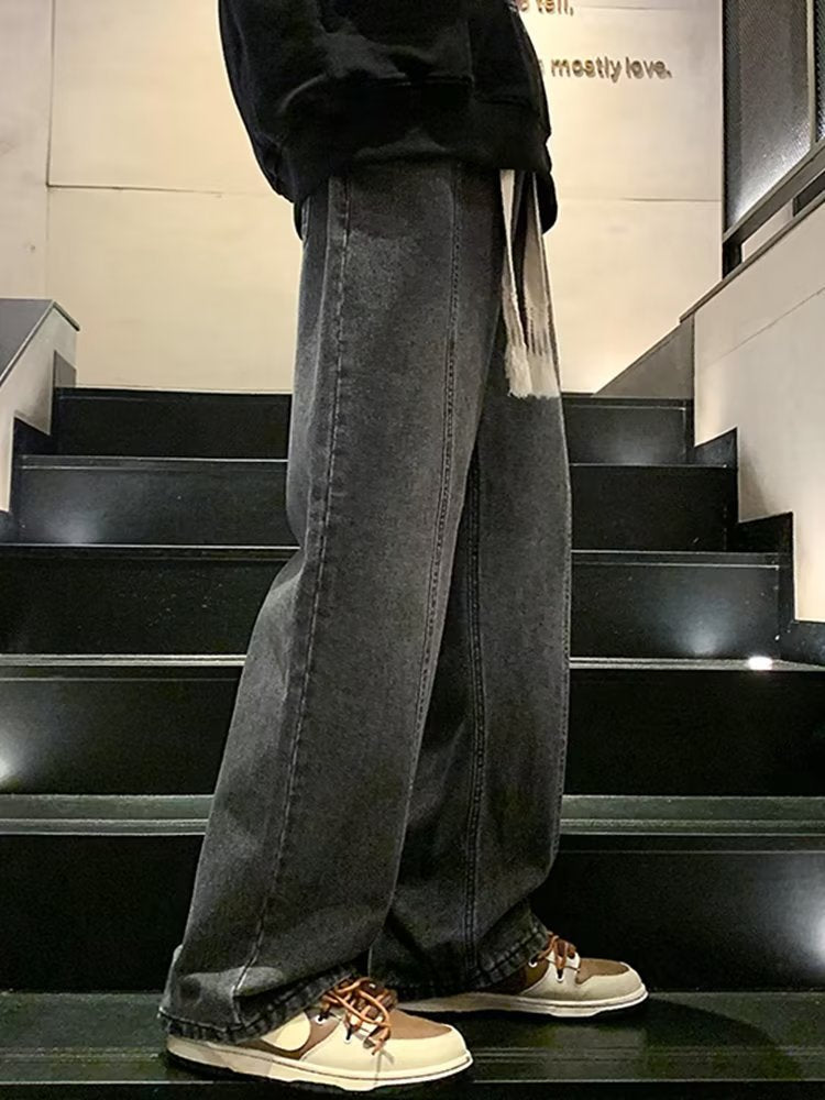 Men Jeans Summer Retro Casual Straight Pants