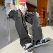 Men Jeans Ripped Jeans Men's Summer Straight-Leg Pants