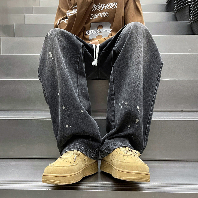 Men Jeans Hiphop Pants Vintage Jeans Men's Loose Straight Oversize Wide Leg Pants