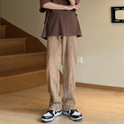 Men Jeans Brown Coffee Color Jeans Zipper Split Bootcut Trousers