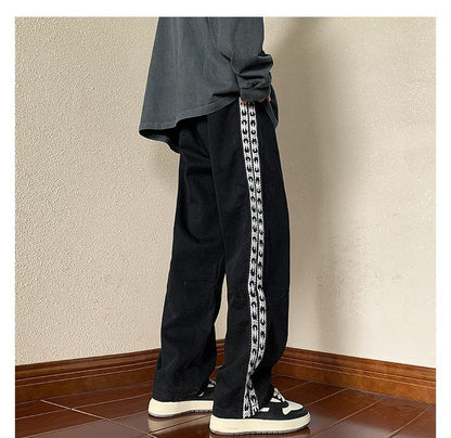 Men Jeans Autumn Vintage Oversize Pants Loose Straight Wide Leg Pants