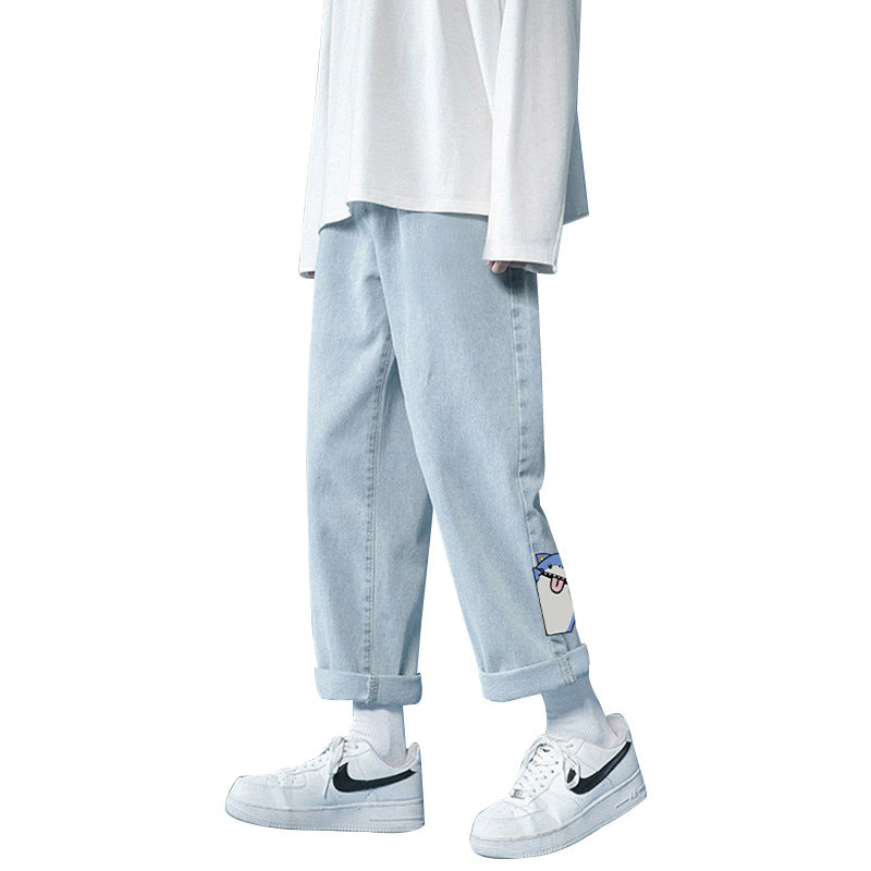 Men Jeans Summer Baggy Straight Trousers