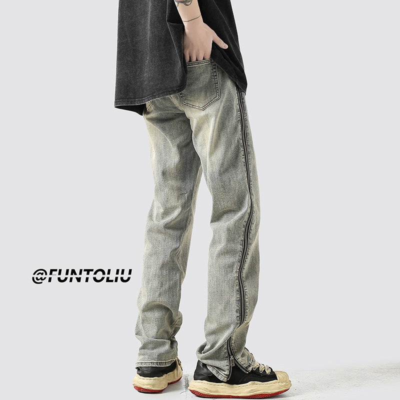 Men Jeans Summer Loose Straight-Leg Wide-Leg Pants