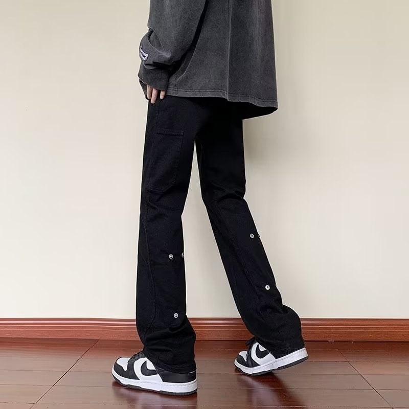 Men Jeans Spring and Autumn Straight-Leg Pants Loose Flared Trousers
