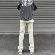 Men Jeans Vintage Jeans Summer Distressed Straight Bootleg Pants