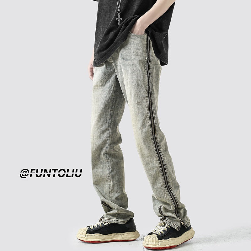 Men Jeans Summer Loose Straight-Leg Wide-Leg Pants