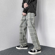 Men Jeans Autumn Loose Straight Wide Leg Pants Retro Trousers