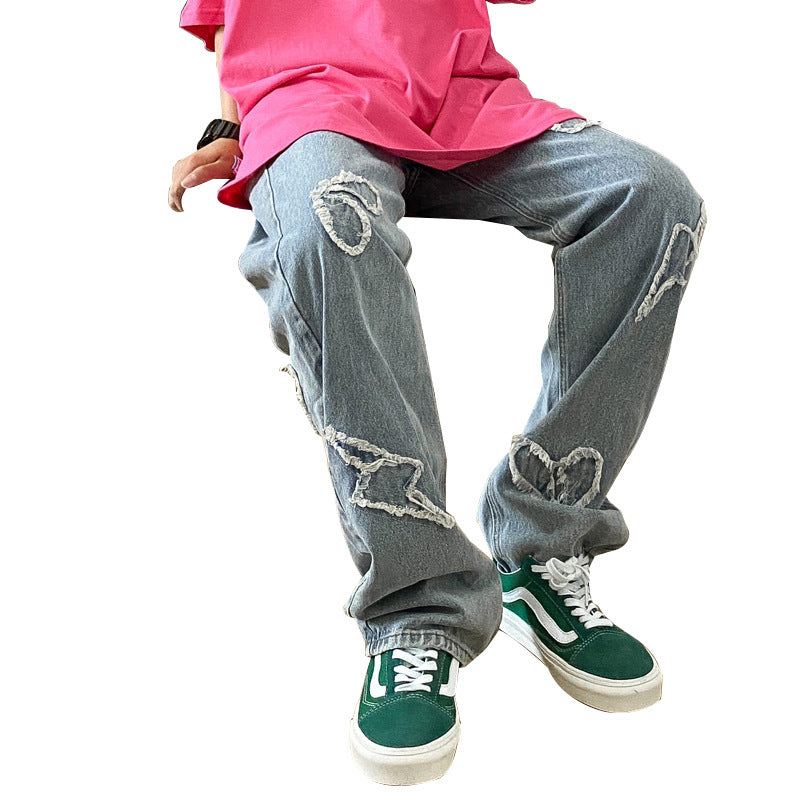 Men Jeans Hip Hop Jeans Men's Summer Loose Straight Trousers