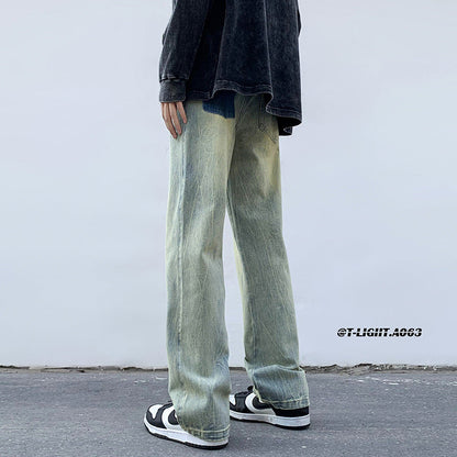 Men Jeans Gradient Jeans Straight-Leg Pants Casual Trousers