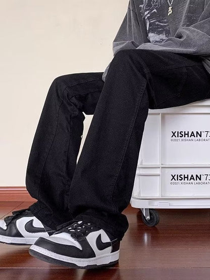 Men Jeans Spring and Autumn Straight-Leg Pants Loose Flared Trousers