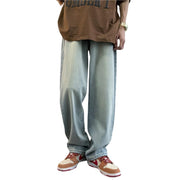 Men Jeans Retro Washed Straight Jeans Men's Autumn Loose