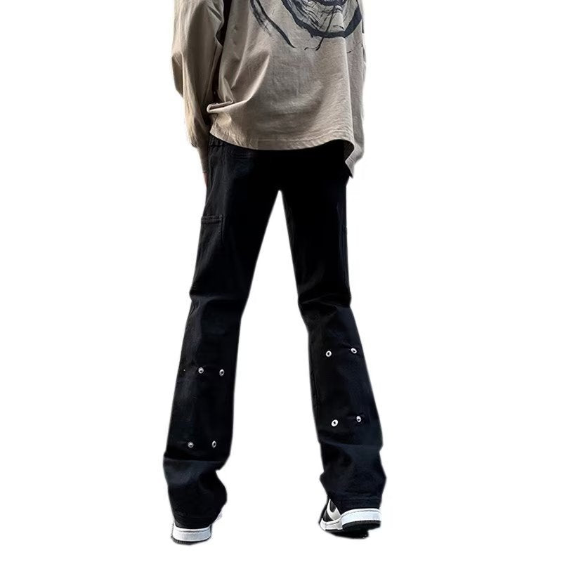 Men Jeans Slightly Flared Jeans Slim-Fitting Straight Pants