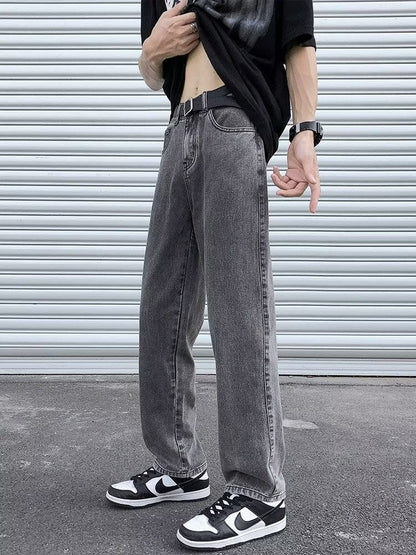 Men Jeans Smoky Gray Jeans Summer Baggy Straight Trousers