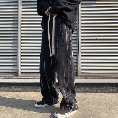 Men Jeans Tie-Dyed Jeans Men Spring Baggy Straight Trousers