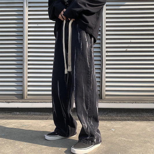 Men Jeans Tie-Dyed Jeans Men Spring Baggy Straight Trousers
