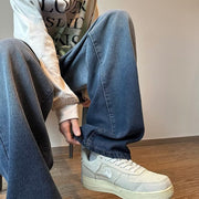 Men Jeans Vintage Labeling Gradient Jeans Wide Leg Pants