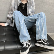 Men Jeans Tie-Dyed Jeans Men's Summer Straight Loose Hiphop Wide Leg Trousers