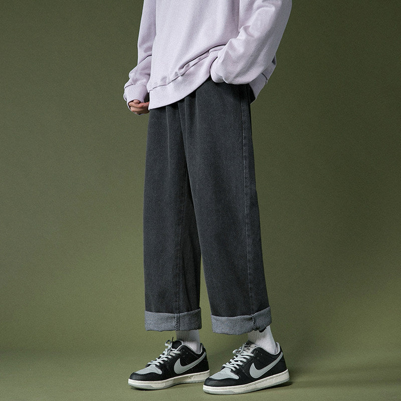 Men Jeans Straight Loose Summer Boys Casual Trousers