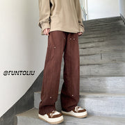 Men Jeans Overalls Loose Straight Casual Trousers