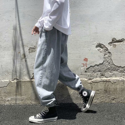 Men Jeans Straight Loose Tappered Trousers