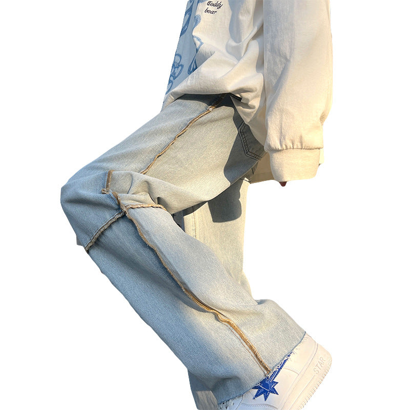 Men Jeans Casual Trousers Spring and Autumn Straight-Leg Pants