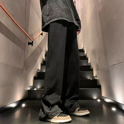 Men Jeans Fork Jeans Men Spring Retro Washed Straight-Leg Pants
