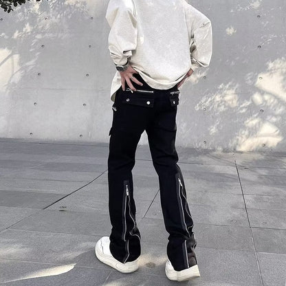 Men Jeans Zipper Split Workwear Casual Jeans Men