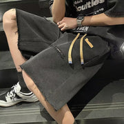 Men Jeans Ripped Denim Shorts Men's Summer Loose Straight Casual Pants