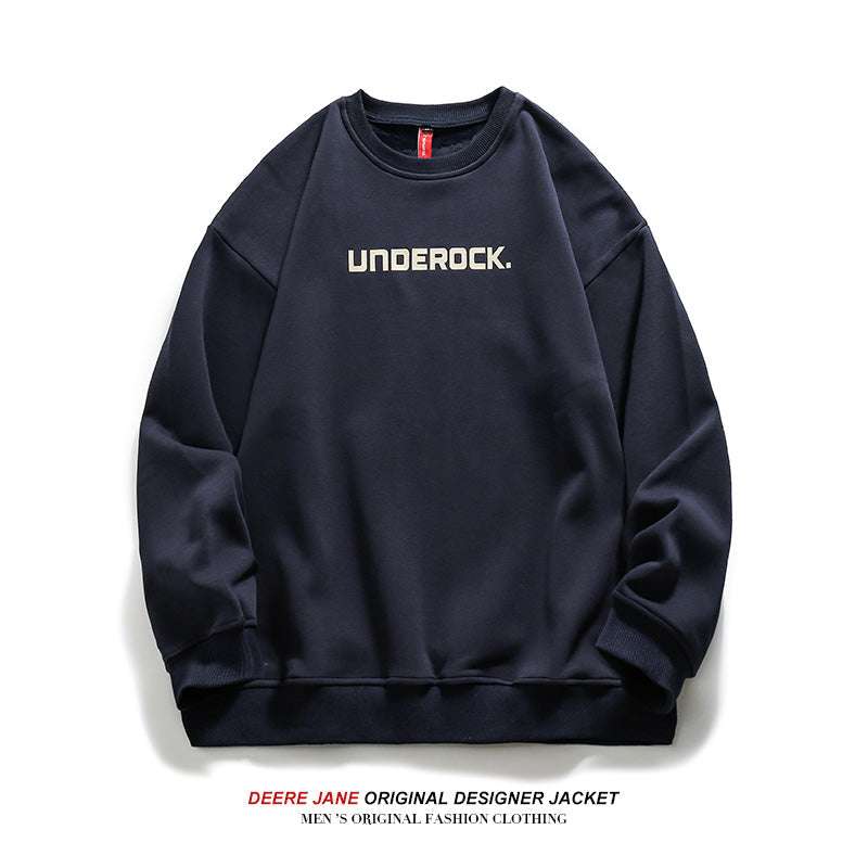 Men Pullover Hoodie Spring Cotton round Neck Sweater Men's Loose All-Matching