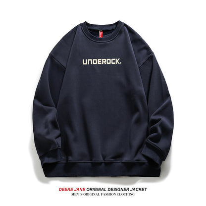 Men Pullover Hoodie Spring Cotton round Neck Sweater Men's Loose All-Matching