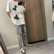 Men Jeans Ripped Jeans Men's Summer Retro Slim-Fit Straight Trousers