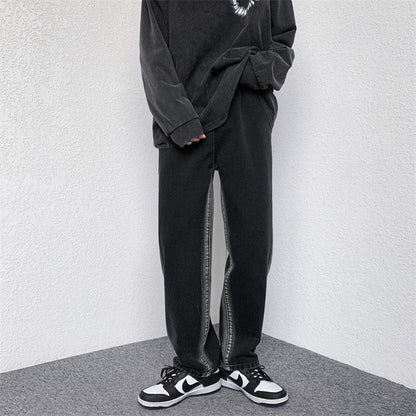 Men Jeans Washed Jeans Men's Spring Straight Loose Oversized Casual Trousers