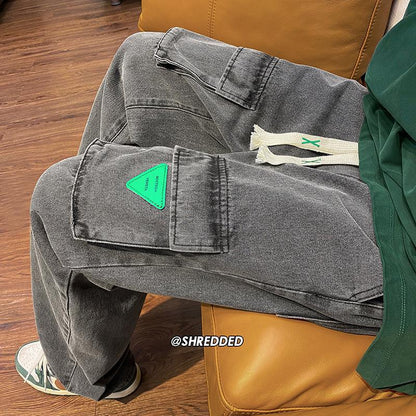 Men Jeans Cargo Jeans Loose Straight Wide Leg Casual Trousers
