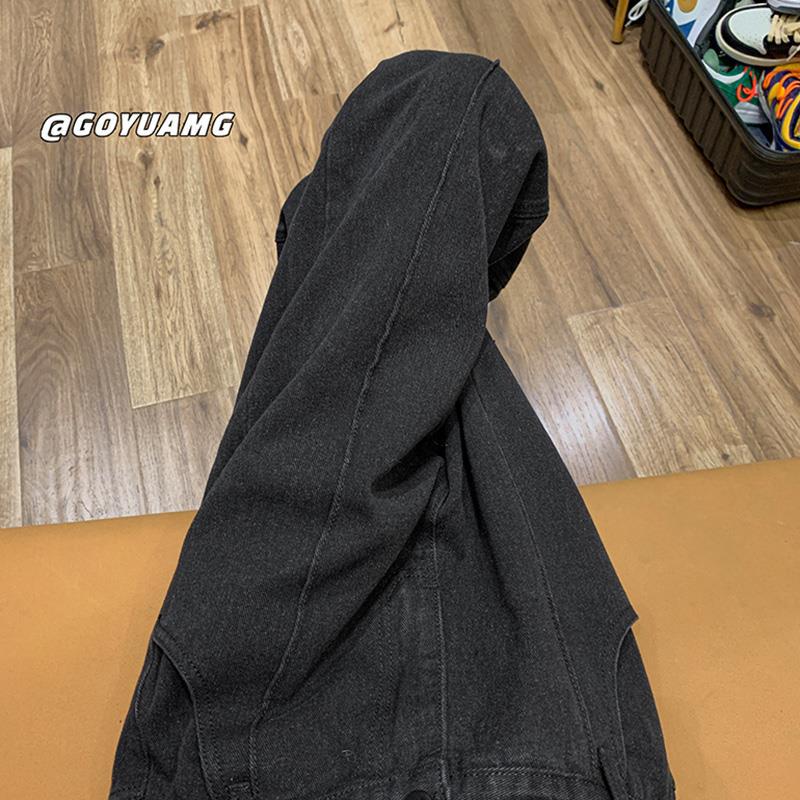 Men Jeans Vintage Black Jeans Men's Straight Loose Wide Leg Pants