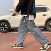 Men Jeans Summer Baggy Straight Trousers Wide Leg Pants