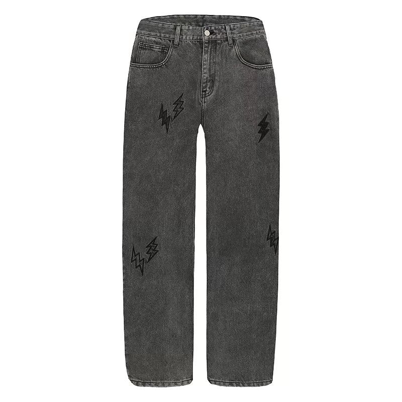 Men Jeans Spring and Autumn Straight-Leg Pants Loose Wide Leg Pants
