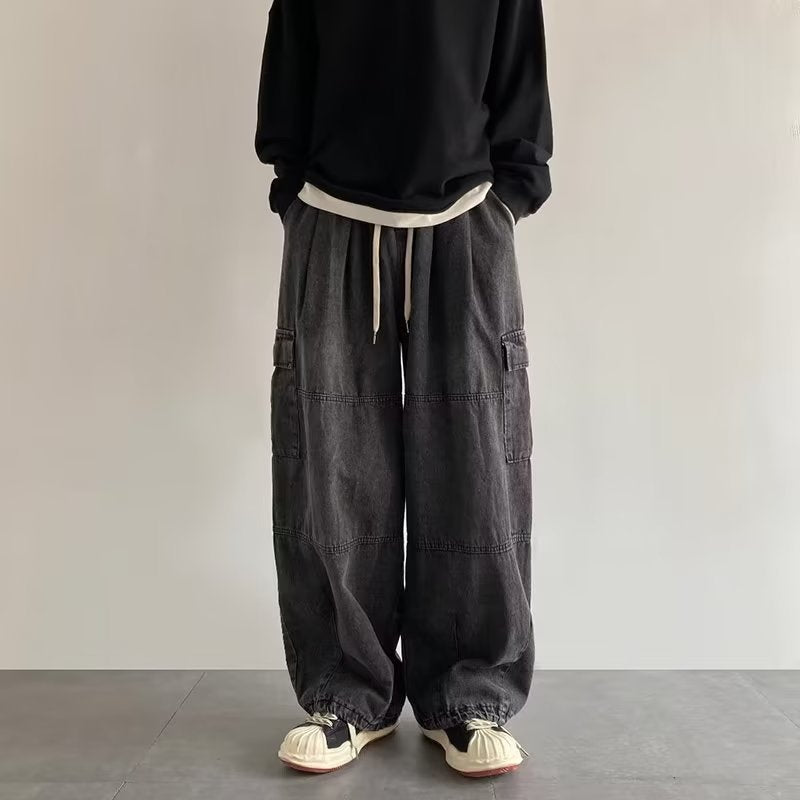 Men Jeans Cargo Jeans Men's Summer Washed Old Men's Casual Pants
