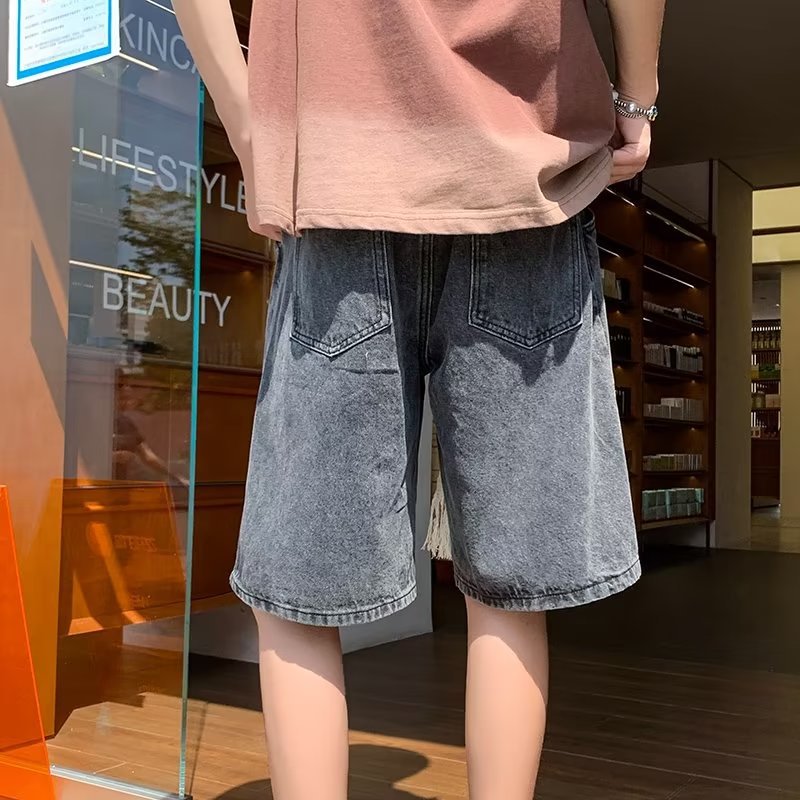 Men Jeans Shorts Loose Cropped Pants